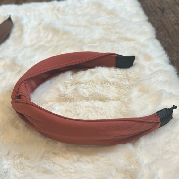 NEW! Knotted Headband Trio in Mustard, Coral, & Brown - Picture 2 of 7